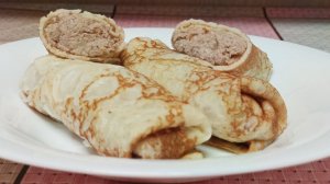 "Жизнь на пенсии".. Блинчики с куриной печенью и грудкой.