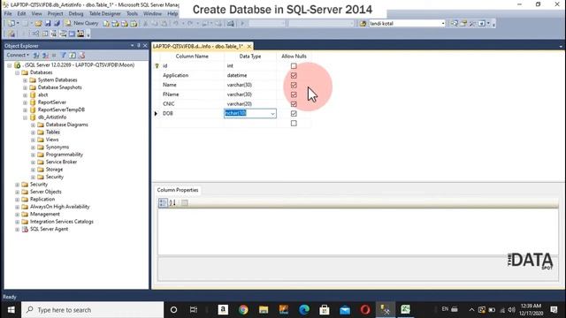 Create Database in SQL-Server 2014 | Create table in SQl-Server Database | The DataSpot смотреть онлайн