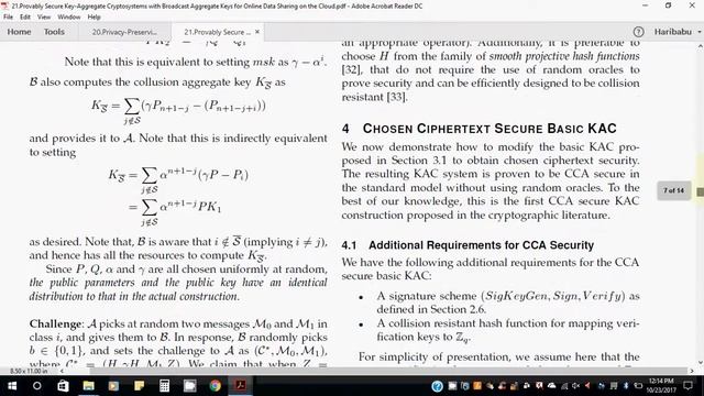 Provably Secure Key Aggregate Cryptosystems with Broadcast Aggregate Keys for Online Data Sharing смотреть онлайн