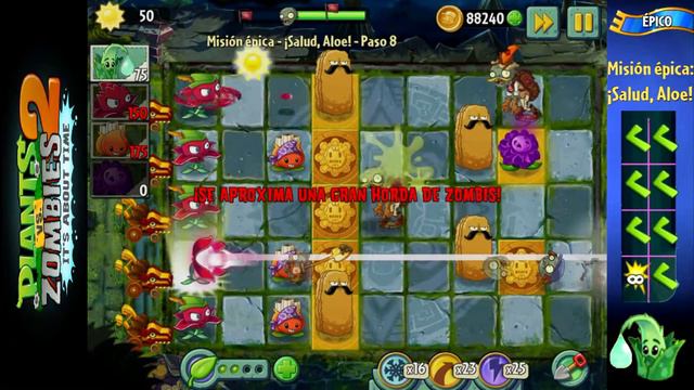 Plants vs Zombies 2 - Misión épica ¡Salud, Aloe! paso 8 смотреть онлайн