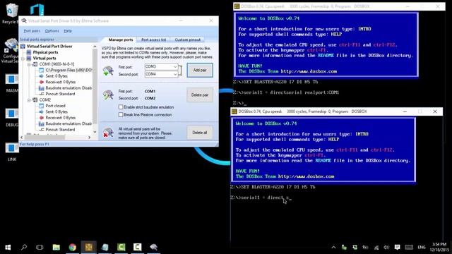 Virtual Serial Port + DOXBOX смотреть онлайн