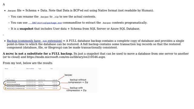 Databases: Why is a .bacpac file so small compared to a .bak file of the same database? смотреть онлайн