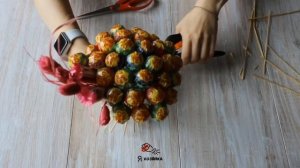 Сладкий букет из конфет за 20 минут. DIY. Букет из чупа чупсов своими руками.