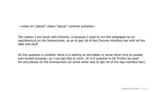 HTML : HTML5 Video: How to enable *non-muted* autoplay in Chrome for Android смотреть онлайн
