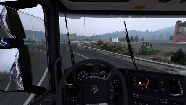 Euro Truck Simulator 2 León(ES) - Vigo(ES) Rainy day/ V8 open pipe sound mod смотреть онлайн