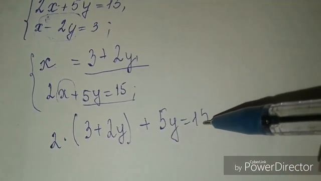 Решение системы двух линейных уравнений с двумя переменными способом подстановки. Пример 1 смотреть онлайн