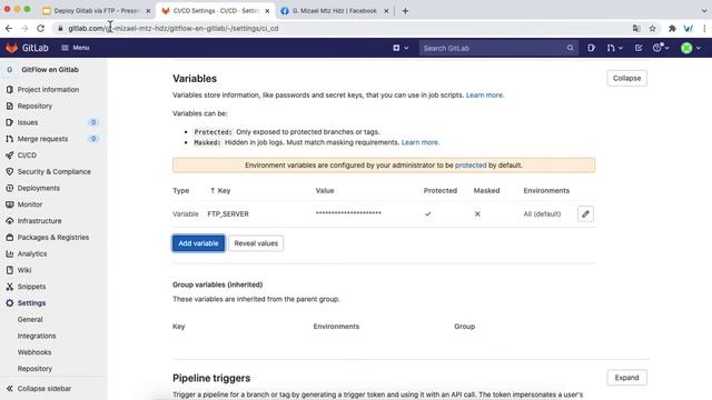 2.5 - Deploy Gitlab vía FTP - CONFIGURACIÓN EN GITLAB - Creación de variables en el repositorio смотреть онлайн