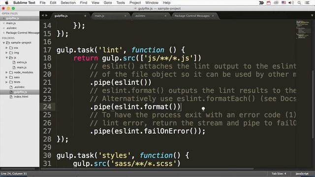 Setting up ESLint in Gulp смотреть онлайн