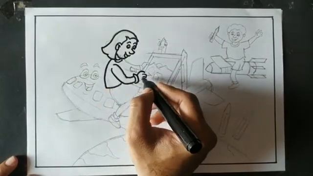 How to draw my dream world drawing easy step by step for beginners//How to an imaginary drawing смотреть онлайн
