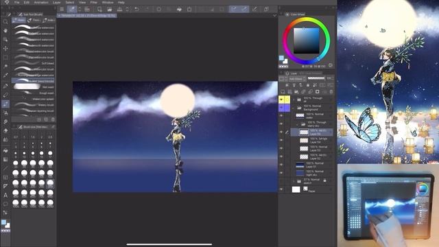 How to paint starry skies with watercolor brushes! | Qsan смотреть онлайн