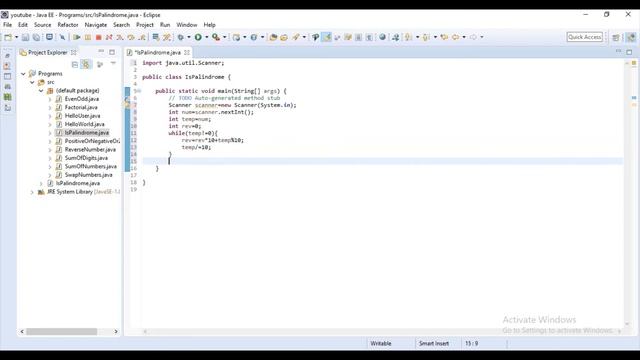 Java Program to find the given Number is a "Palindrome" | Eclipse | Programming | Coding смотреть онлайн