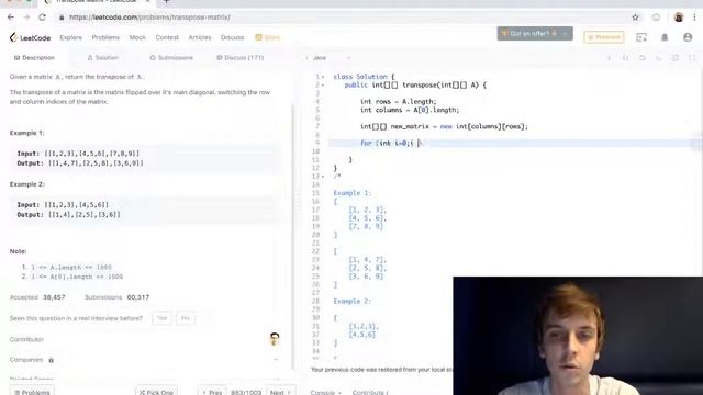 LeetCode Transpose Matrix Solution Explained - Java смотреть онлайн