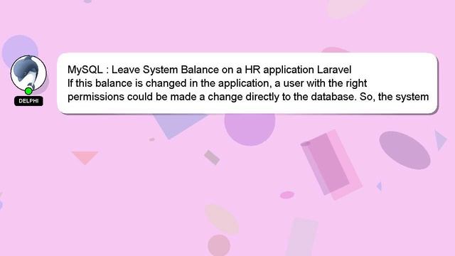 MySQL : Leave System Balance on a HR application Laravel смотреть онлайн