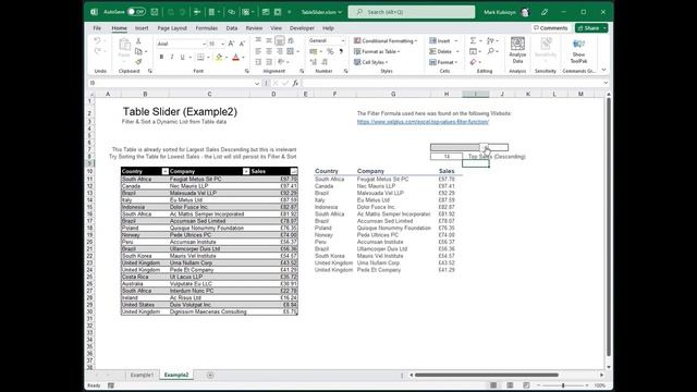 Use Filter Function Array Formula to Filter & Sort a List of Table Data using a Table Slider смотреть онлайн
