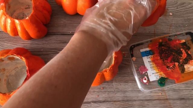 Окрашиваем кашпо тыкву, декор для букета и дома своими руками. Акрил на гипсе. смотреть онлайн