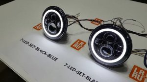 Фары светодиодные 7 дюймов "Ангельские глазки" 7-LED-SET-BLACK-BLUE и 7-LED-SET-BLACK-YELLOW