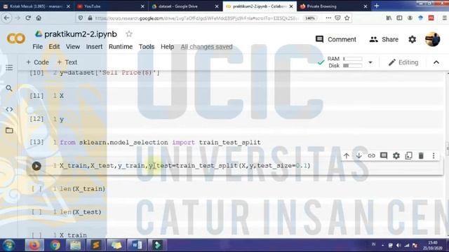 Praktikum-02 ep.2. Machine Learning (Membagi Dataset menjadi 2 Bagian) смотреть онлайн