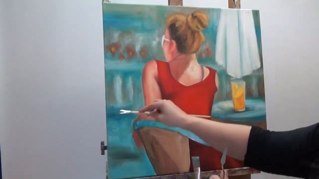 Как нарисовать девушку. Живопись маслом фигура. Девушка в красном платье, живопись мастихином, кист смотреть онлайн