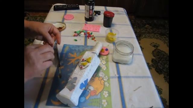 Декорирование бутылки в стиле пейп-арт.    № 109