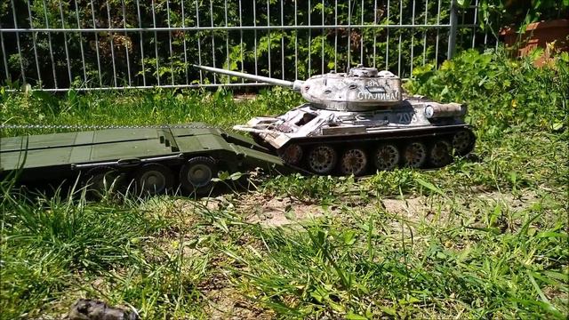 WPL B36 tractor unit with BRUDER TOYS B World low loader tank transporter problem solving смотреть онлайн