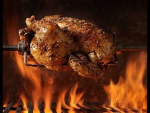 Установка вертеля в мангал