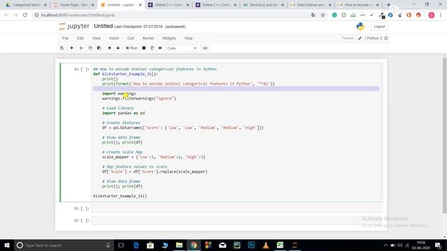 Encoding the Ordinal categorical features in Python смотреть онлайн