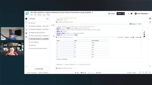 Run SQL queries in Jupyter Notebook & Insert Python Parameters using JinjaSQL within Noteable. смотреть онлайн