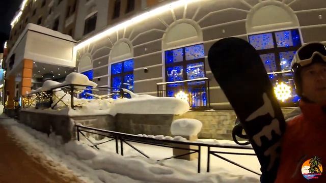 Роза Хутор вечерка. Решил научиться кататься на сноуборде.