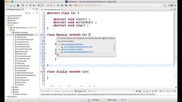 what is abstract class in java ? (Full Java Training in Malayalam) смотреть онлайн