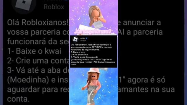 NOVO BÔNUS KWAI E ROBLOX 1700 ROBUX GRÁTIS POR TEMPO ILIMITADO! #shorts смотреть онлайн