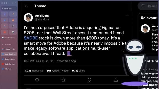Tech Tweets ⌇ Week of 09.16.22 - Figma $20b Acquisition, Adept AI, Code 2022 Interviews смотреть онлайн