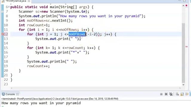 How to create a pyramid of numbers in java By java temple смотреть онлайн