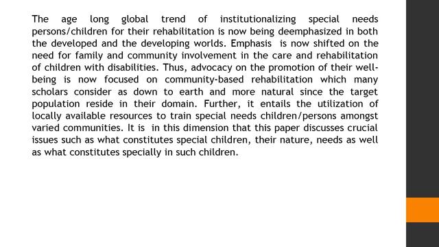 The Need for Involving Parents in the Rehabilitation of Persons with Special Needs in Nigeria AJSSM смотреть онлайн