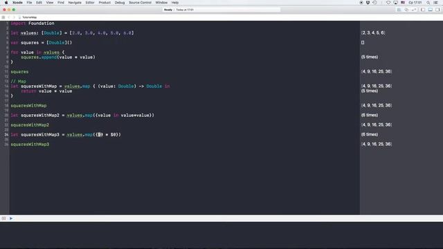 Улучшаем знание Swift с Map и Filter | Swift | Playground смотреть онлайн