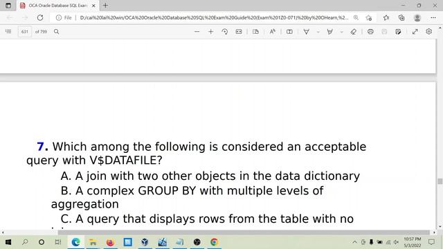 Các câu hỏi về Object với Data Dictionary Views, OCA Oracle Database SQL Exam Guide Exam 1Z0-071 смотреть онлайн