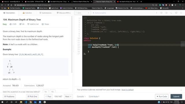 Maximum Depth of a Binary Tree смотреть онлайн