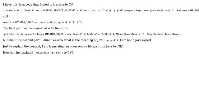 Convert Java Pattern replaceAll to c# смотреть онлайн
