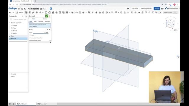 OnShape Free 3D Modeling Software: Make a NamePlate and download an STL for 3D Printing! смотреть онлайн