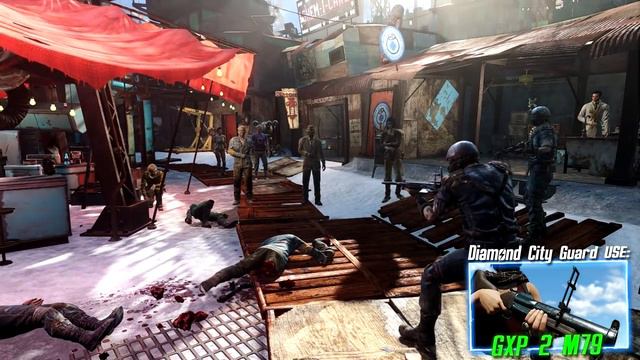 Fallout 4 - Diamond City Guard Kills Kyle W/Multiple Times With Various Weapons смотреть онлайн