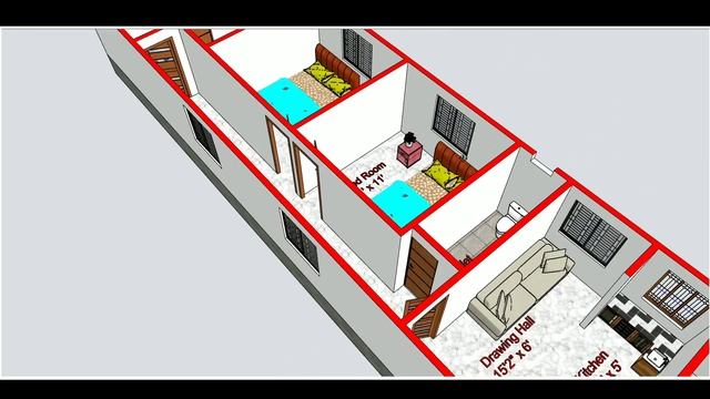 16 x 65 House Plan || 16 x 65 Ghar ka Naksha || 16x65 House design || 1040 sqft смотреть онлайн