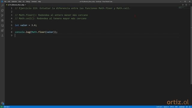 JavaScript - Ejercicio 119: Estudiar la Diferencia entre las Funciones floor y ceil de la Clase Mat смотреть онлайн