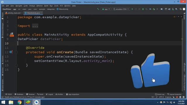 Date picker Android Studio смотреть онлайн