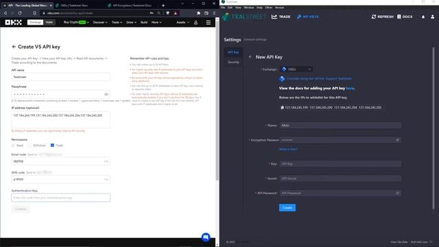 Creating & Connecting an OKEx API Key to the Tealstreet.io Trading Terminal смотреть онлайн