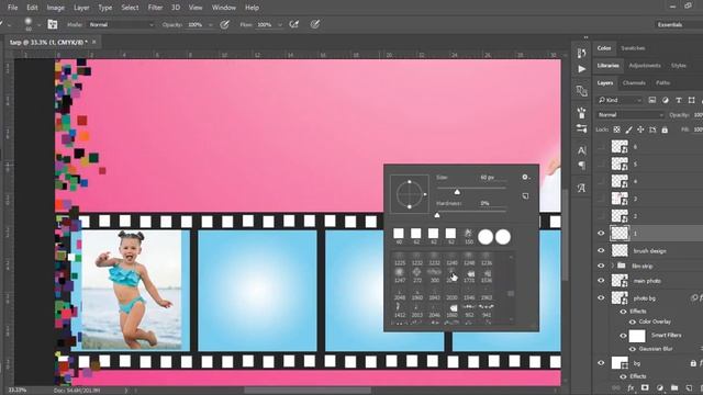 Tarpaulin layout (Film Strip Design) in Photoshop cc 2015 смотреть онлайн