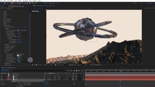 Sci-Fi Alien Ship Scene Animation in After Effects | Element 3D Tutorial смотреть онлайн