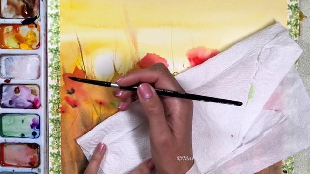 Watercolor Field Of Poppies Painting Demo
