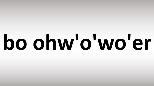 How to Pronounce BO'OH'O'WO'ER смотреть онлайн