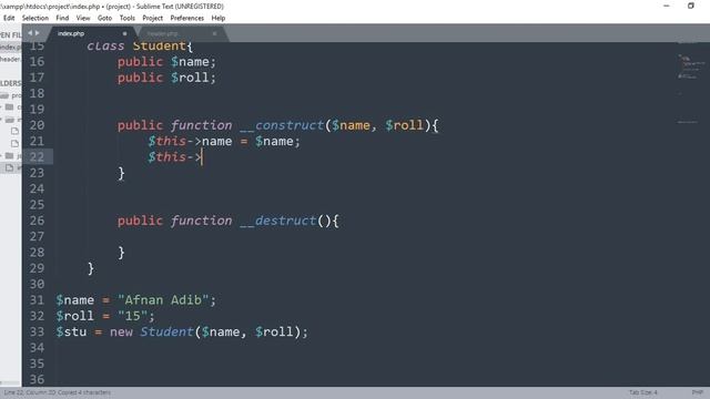 PHP OOP Fundamental -05 (__construct() and __destruct()) смотреть онлайн