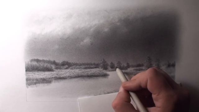 Drawing a River and Thunderclouds with a Pencil | Time Lapse смотреть онлайн