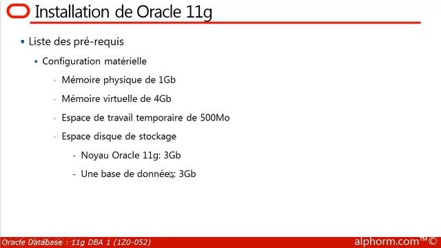 alphorm.com | Formation Oracle Database 11g DBA 1 1Z0-052 (2/50) Preparation de l'installation смотреть онлайн